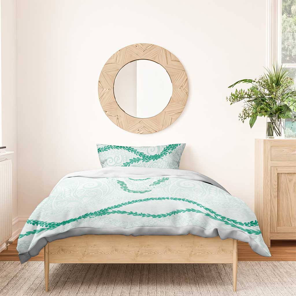 Aloha Lei Mikioi Bedding Set Sage Green Polynesian Tribal Tatau Pattern