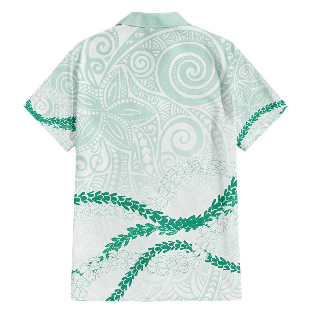 Aloha Lei Mikioi Family Matching Long Sleeve Bodycon Dress and Hawaiian Shirt Sage Green Polynesian Tribal Tatau Pattern LT9 - Polynesian Pride