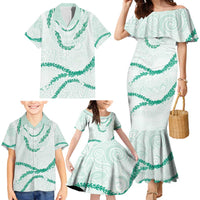 Aloha Lei Mikioi Family Matching Mermaid Dress and Hawaiian Shirt Sage Green Polynesian Tribal Tatau Pattern LT9 - Polynesian Pride