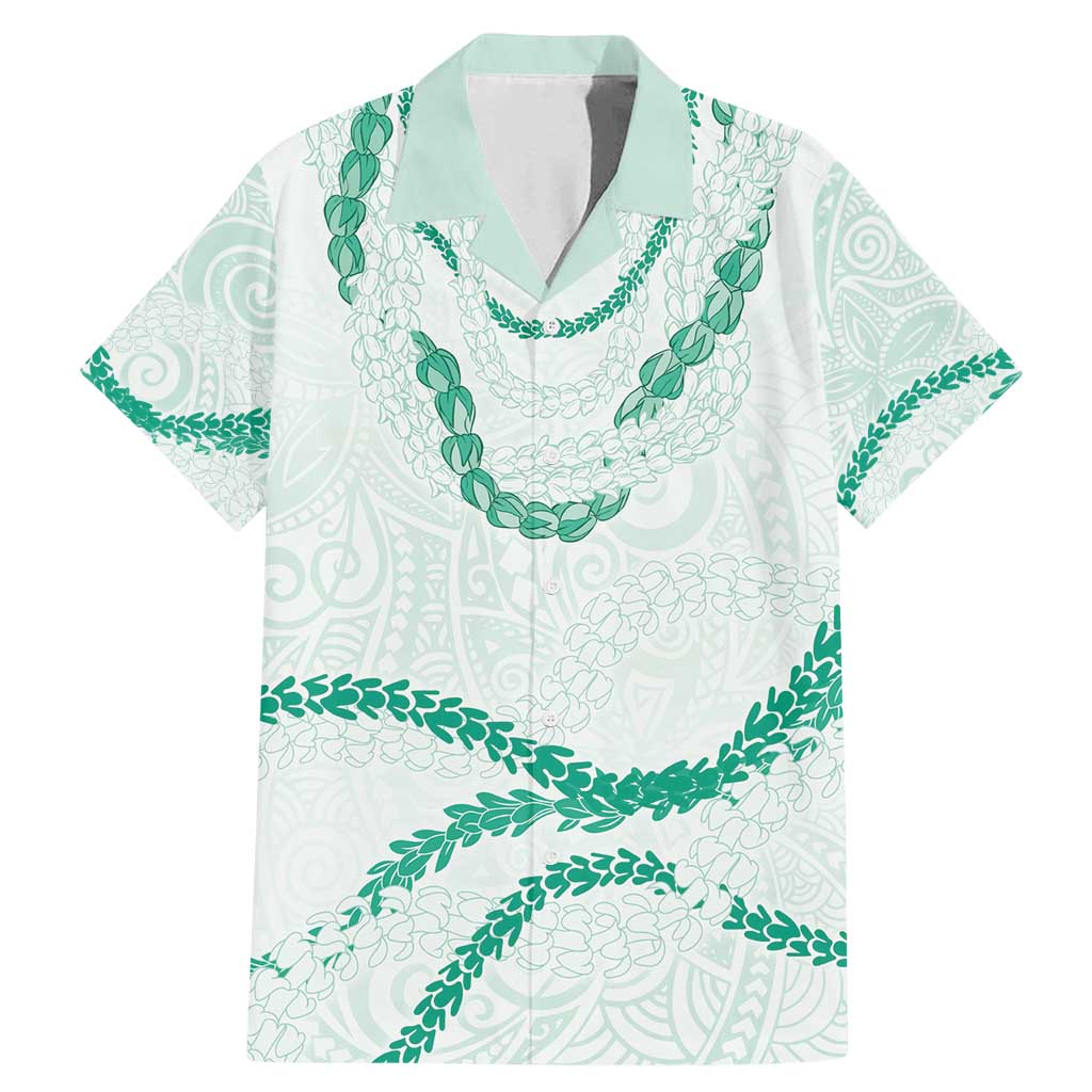 Aloha Lei Mikioi Family Matching Mermaid Dress and Hawaiian Shirt Sage Green Polynesian Tribal Tatau Pattern LT9 Dad's Shirt - Short Sleeve Green - Polynesian Pride