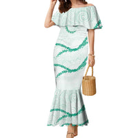 Aloha Lei Mikioi Family Matching Mermaid Dress and Hawaiian Shirt Sage Green Polynesian Tribal Tatau Pattern LT9 Mom's Dress Green - Polynesian Pride