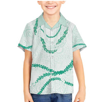 Aloha Lei Mikioi Family Matching Mermaid Dress and Hawaiian Shirt Sage Green Polynesian Tribal Tatau Pattern LT9 Son's Shirt Green - Polynesian Pride