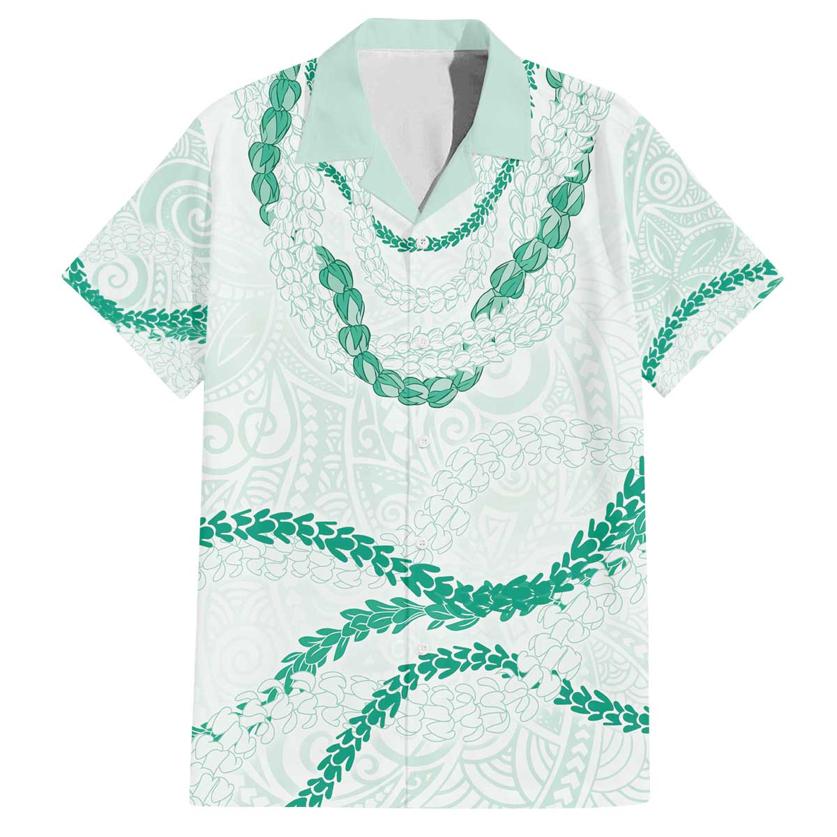 Aloha Lei Mikioi Family Matching Off The Shoulder Long Sleeve Dress and Hawaiian Shirt Sage Green Polynesian Tribal Tatau Pattern LT9 Dad's Shirt - Short Sleeve Green - Polynesian Pride