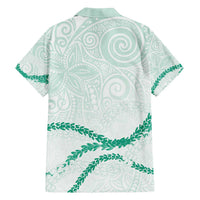 Aloha Lei Mikioi Family Matching Off The Shoulder Long Sleeve Dress and Hawaiian Shirt Sage Green Polynesian Tribal Tatau Pattern LT9 - Polynesian Pride