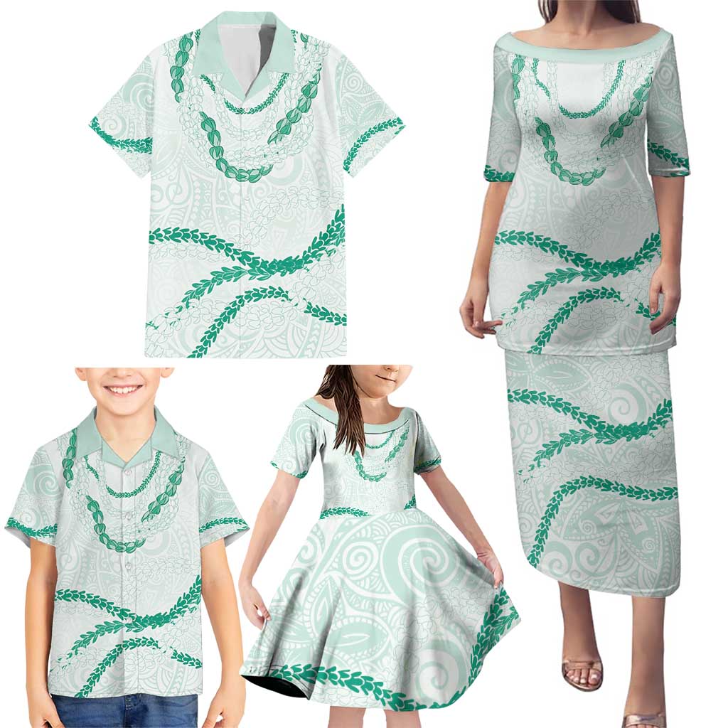 Aloha Lei Mikioi Family Matching Puletasi and Hawaiian Shirt Sage Green Polynesian Tribal Tatau Pattern LT9 - Polynesian Pride