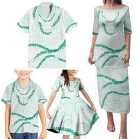 Aloha Lei Mikioi Family Matching Puletasi and Hawaiian Shirt Sage Green Polynesian Tribal Tatau Pattern LT9 - Polynesian Pride