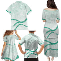 Aloha Lei Mikioi Family Matching Puletasi and Hawaiian Shirt Sage Green Polynesian Tribal Tatau Pattern LT9 - Polynesian Pride