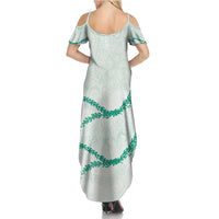 Aloha Lei Mikioi Family Matching Summer Maxi Dress and Hawaiian Shirt Sage Green Polynesian Tribal Tatau Pattern LT9 - Polynesian Pride