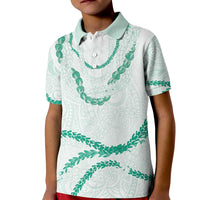 Aloha Lei Mikioi Kid Polo Shirt Sage Green Polynesian Tribal Tatau Pattern
