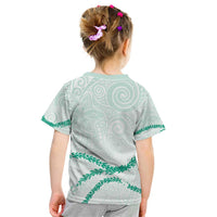 Aloha Lei Mikioi Kid T Shirt Sage Green Polynesian Tribal Tatau Pattern