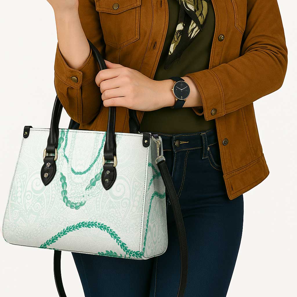 Aloha Lei Mikioi Leather Bag Sage Green Polynesian Tribal Tatau Pattern - Polynesian Pride