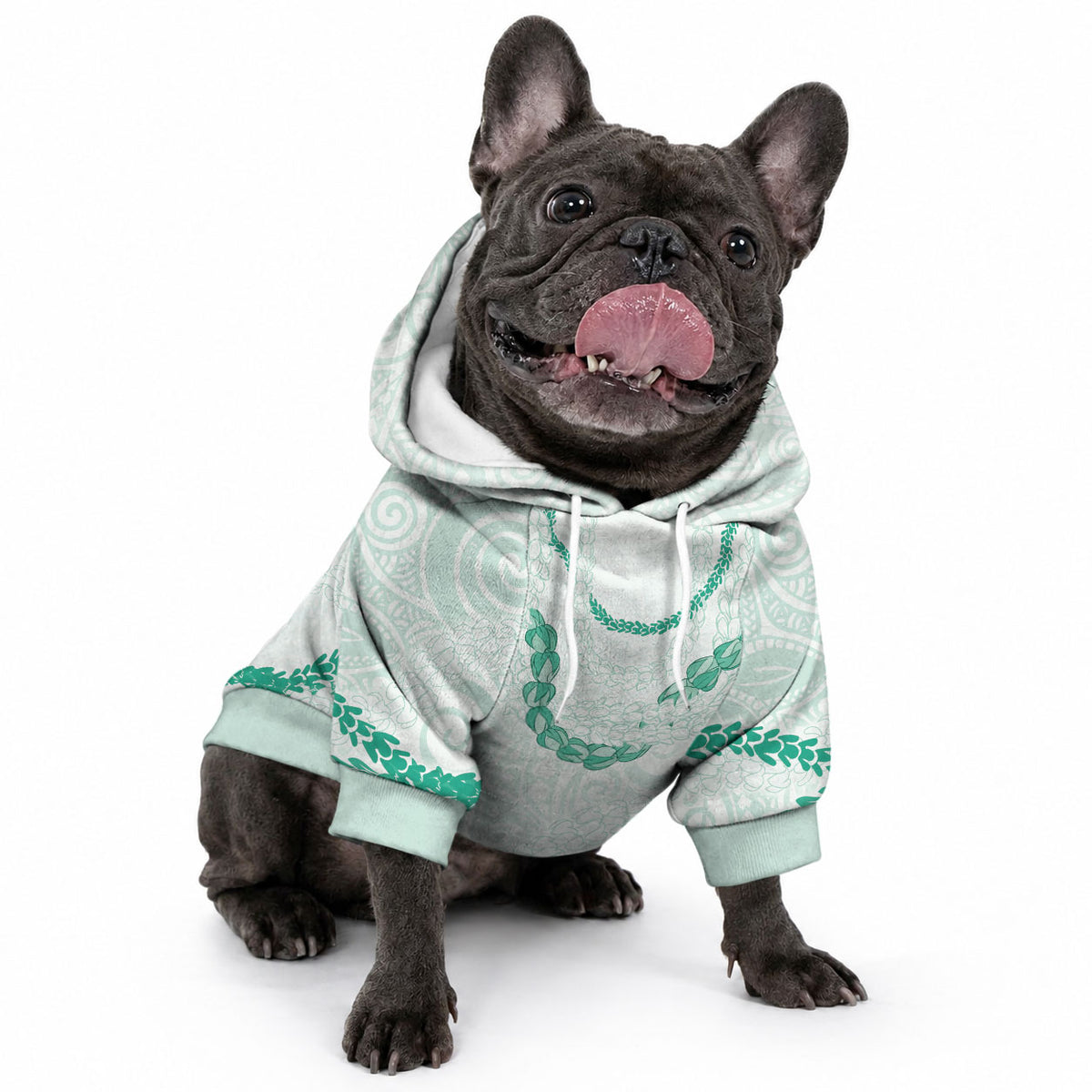 Aloha Lei Mikioi Pet Hoodie Sage Green Polynesian Tribal Tatau Pattern LT9 - Polynesian Pride