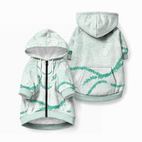 Aloha Lei Mikioi Pet Hoodie Sage Green Polynesian Tribal Tatau Pattern LT9 Zip-up Green - Polynesian Pride