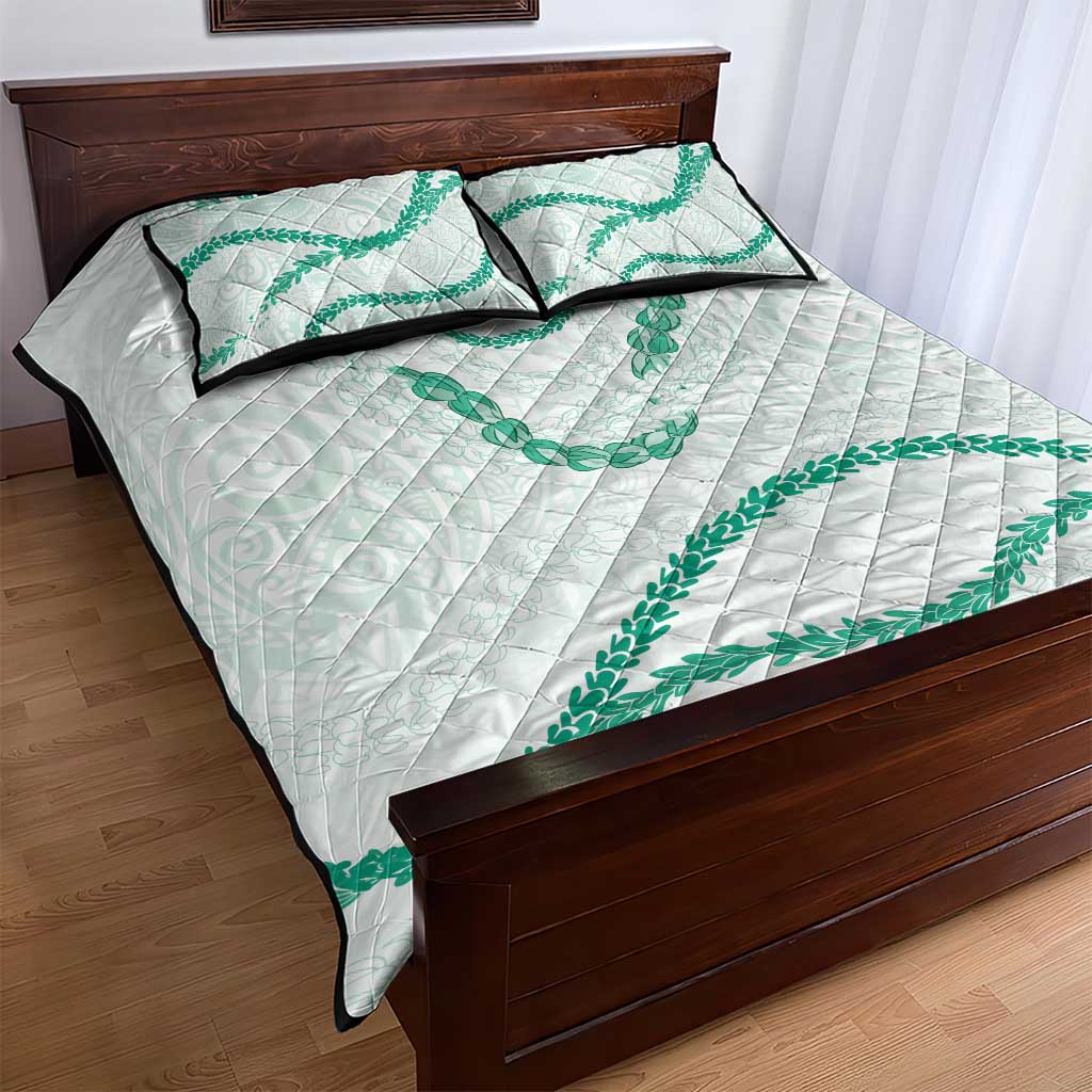 Aloha Lei Mikioi Quilt Bed Set Sage Green Polynesian Tribal Tatau Pattern