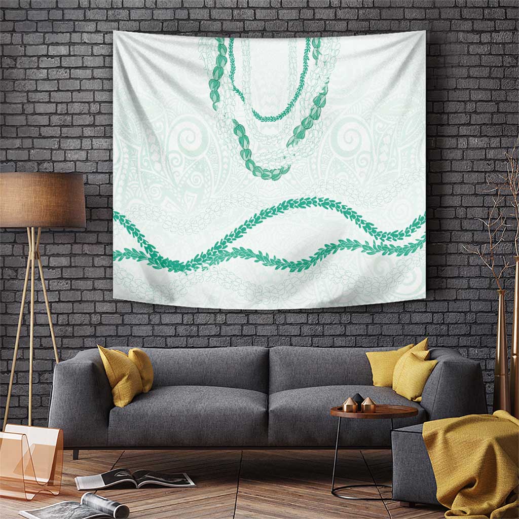 Aloha Lei Mikioi Tapestry Sage Green Polynesian Tribal Tatau Pattern