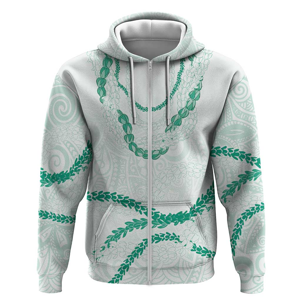 Aloha Lei Mikioi Zip Hoodie Sage Green Polynesian Tribal Tatau Pattern LT9 Zip Hoodie Green - Polynesian Pride