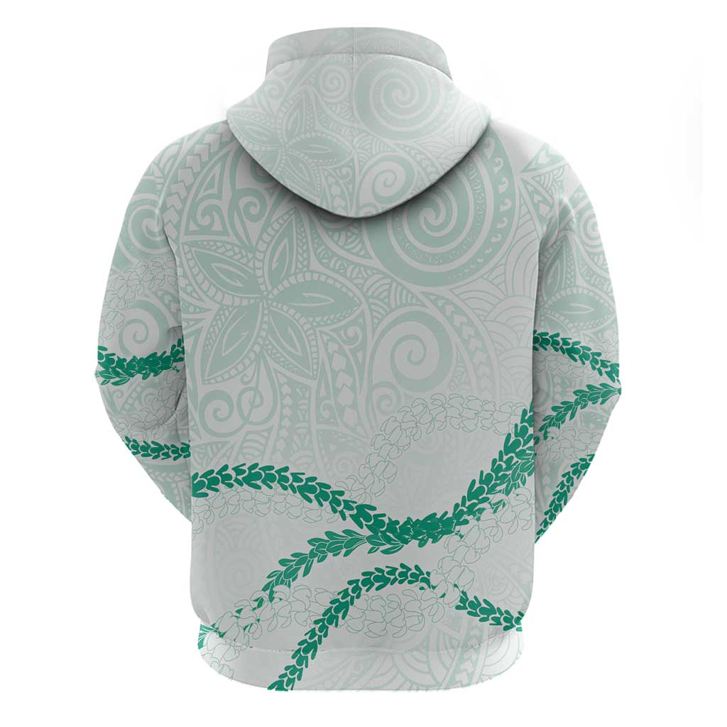 Aloha Lei Mikioi Zip Hoodie Sage Green Polynesian Tribal Tatau Pattern LT9 - Polynesian Pride