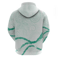 Aloha Lei Mikioi Zip Hoodie Sage Green Polynesian Tribal Tatau Pattern LT9 - Polynesian Pride