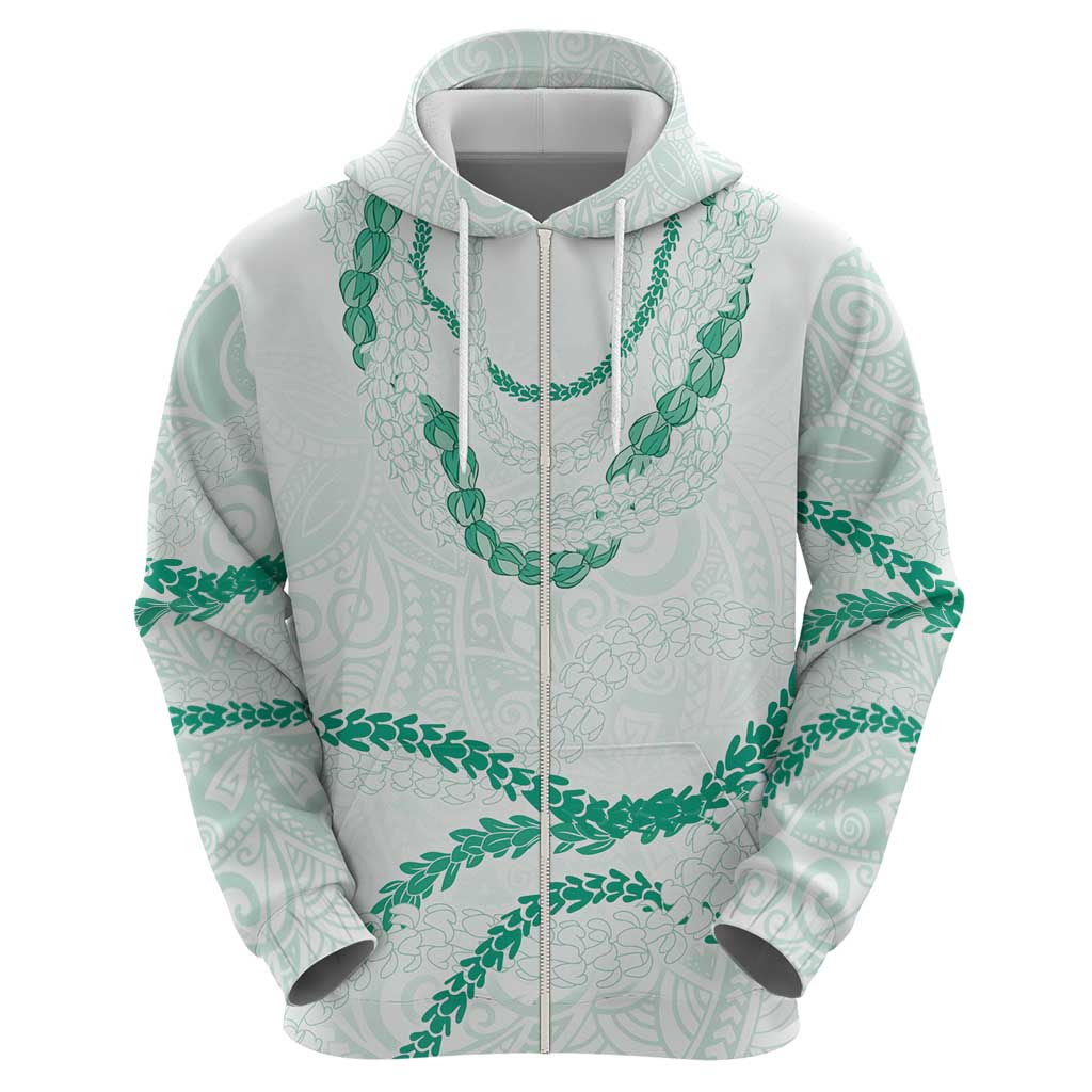 Aloha Lei Mikioi Zip Hoodie Sage Green Polynesian Tribal Tatau Pattern LT9 - Polynesian Pride