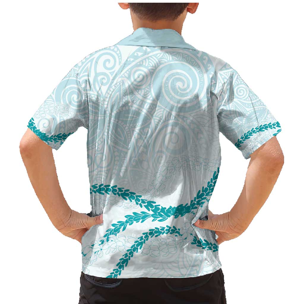 Aloha Lei Mikioi Family Matching Mermaid Dress and Hawaiian Shirt Teal Polynesian Tribal Tatau Pattern LT9 - Polynesian Pride