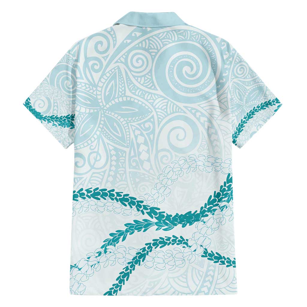 Aloha Lei Mikioi Family Matching Off Shoulder Maxi Dress and Hawaiian Shirt Teal Polynesian Tribal Tatau Pattern LT9 - Polynesian Pride