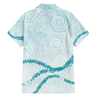 Aloha Lei Mikioi Family Matching Off Shoulder Maxi Dress and Hawaiian Shirt Teal Polynesian Tribal Tatau Pattern LT9 - Polynesian Pride
