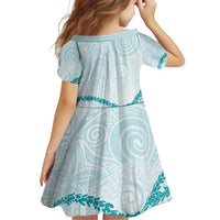 Aloha Lei Mikioi Family Matching Off Shoulder Short Dress and Hawaiian Shirt Teal Polynesian Tribal Tatau Pattern LT9 - Polynesian Pride