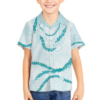Aloha Lei Mikioi Family Matching Puletasi and Hawaiian Shirt Teal Polynesian Tribal Tatau Pattern