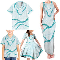 Aloha Lei Mikioi Family Matching Tank Maxi Dress and Hawaiian Shirt Teal Polynesian Tribal Tatau Pattern LT9 - Polynesian Pride