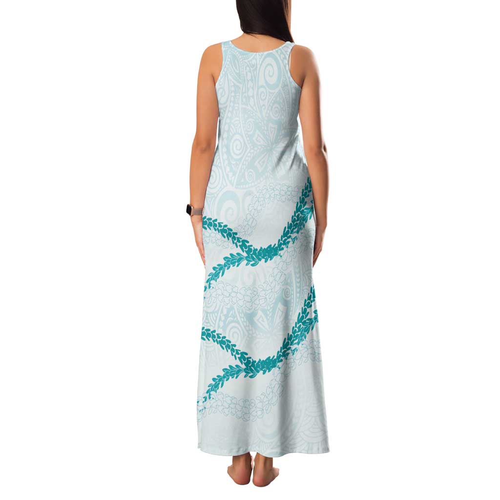 Aloha Lei Mikioi Family Matching Tank Maxi Dress and Hawaiian Shirt Teal Polynesian Tribal Tatau Pattern LT9 - Polynesian Pride