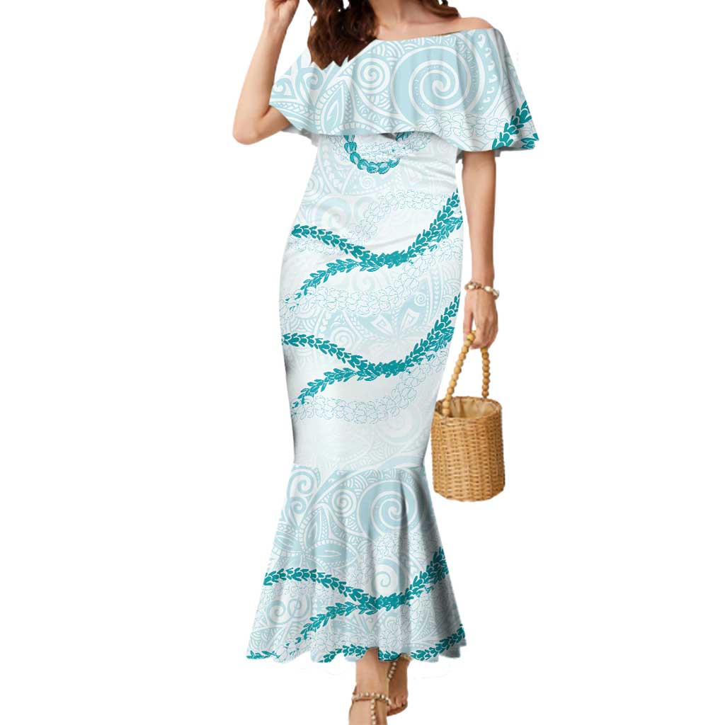 Aloha Lei Mikioi Mermaid Dress Teal Polynesian Tribal Tatau Pattern LT9 Women Teal - Polynesian Pride
