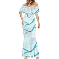 Aloha Lei Mikioi Mermaid Dress Teal Polynesian Tribal Tatau Pattern LT9 - Polynesian Pride