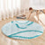Aloha Lei Mikioi Round Carpet Teal Polynesian Tribal Tatau Pattern