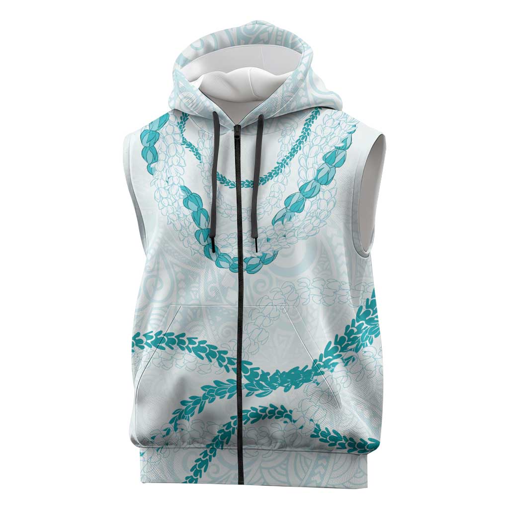 Aloha Lei Mikioi Sleeveless Zip Hoodie Aloha Lei Mikioi LT9 Teal - Polynesian Pride