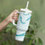 Aloha Lei Mikioi Tumbler With Handle Teal Polynesian Tribal Tatau Pattern
