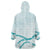 Aloha Lei Mikioi Wearable Blanket Hoodie Teal Polynesian Tribal Tatau Pattern
