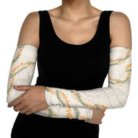 Aloha Pakalana and Puakenikeni Lei Arm Sleeves Beige Hawaiian Pattern - Polynesian Pride