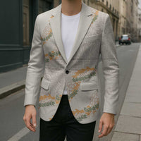 Aloha Pakalana and Puakenikeni Lei Blazer Beige Hawaiian Pattern - Polynesian Pride