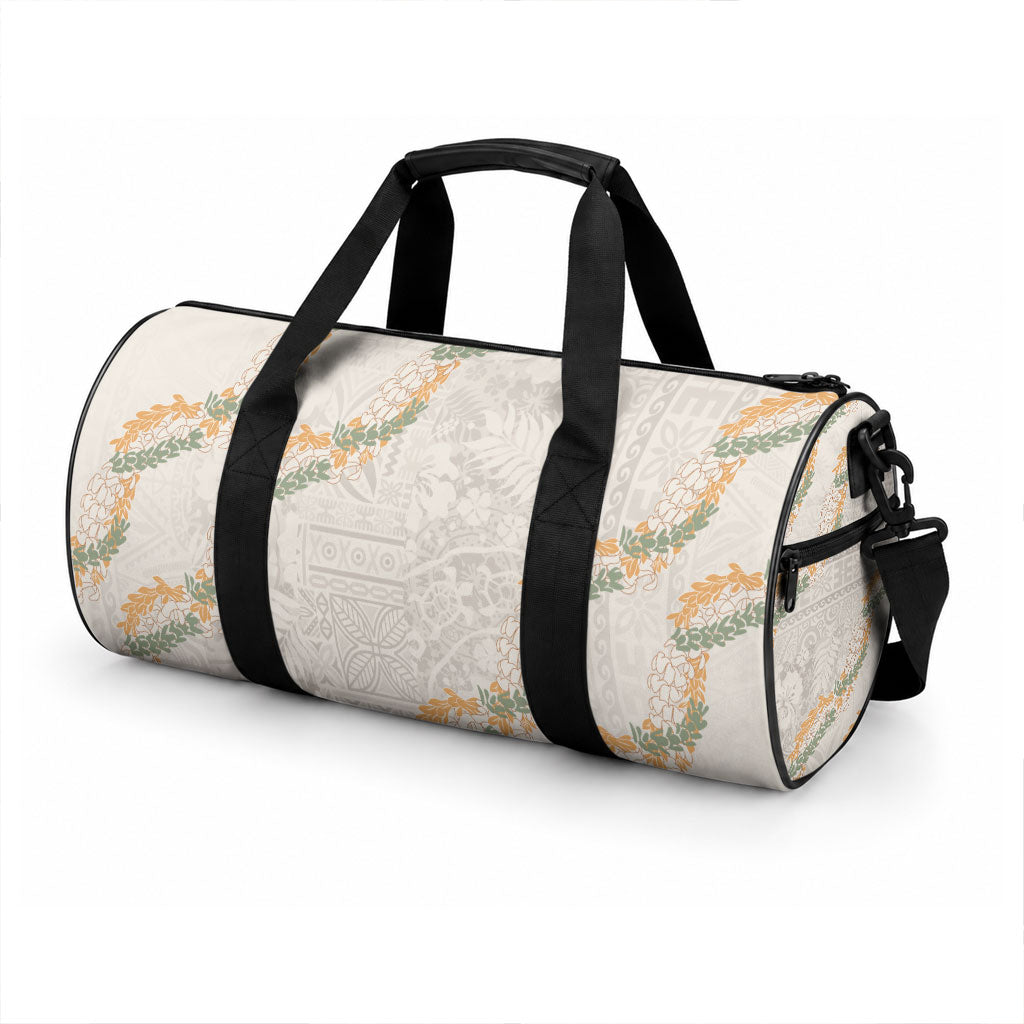 Aloha Pakalana and Puakenikeni Lei Duffle Bag Beige Hawaiian Pattern LT9 - Polynesian Pride