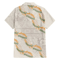 Aloha Pakalana and Puakenikeni Lei Family Matching Off The Shoulder Long Sleeve Dress and Hawaiian Shirt Beige Hawaiian Pattern LT9 - Polynesian Pride