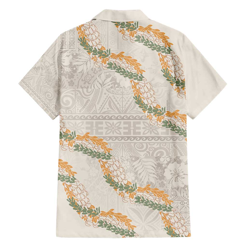 Aloha Pakalana and Puakenikeni Lei Family Matching Off Shoulder Short Dress and Hawaiian Shirt Beige Hawaiian Pattern LT9 - Polynesian Pride