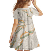 Aloha Pakalana and Puakenikeni Lei Family Matching Summer Maxi Dress and Hawaiian Shirt Beige Hawaiian Pattern LT9 - Polynesian Pride