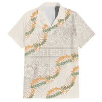 Aloha Pakalana and Puakenikeni Lei Family Matching Summer Maxi Dress and Hawaiian Shirt Beige Hawaiian Pattern LT9 Dad's Shirt - Short Sleeve Beige - Polynesian Pride