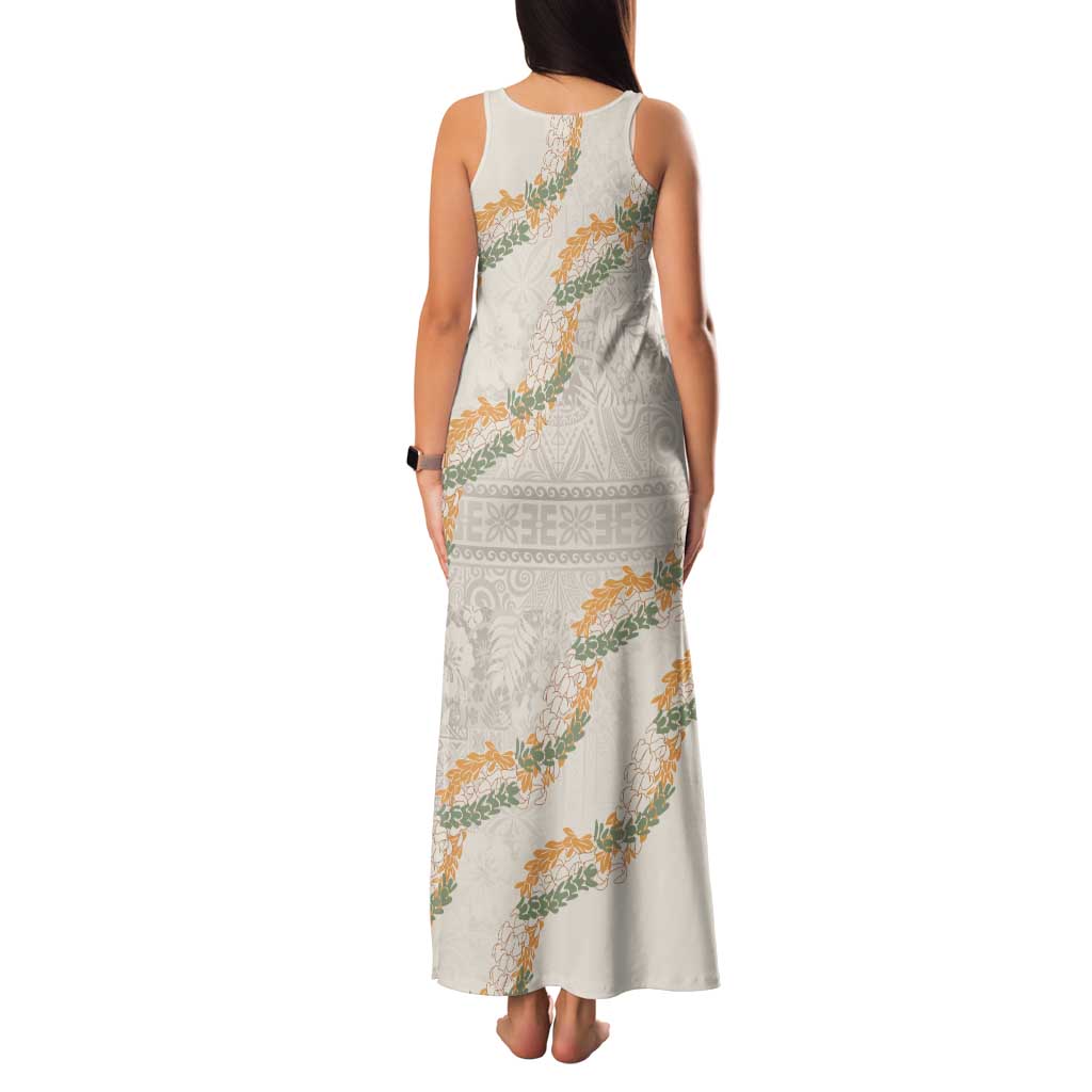 Aloha Pakalana and Puakenikeni Lei Family Matching Tank Maxi Dress and Hawaiian Shirt Beige Hawaiian Pattern LT9 - Polynesian Pride