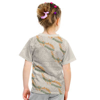 Aloha Pakalana and Puakenikeni Lei Kid T Shirt Beige Hawaiian Pattern