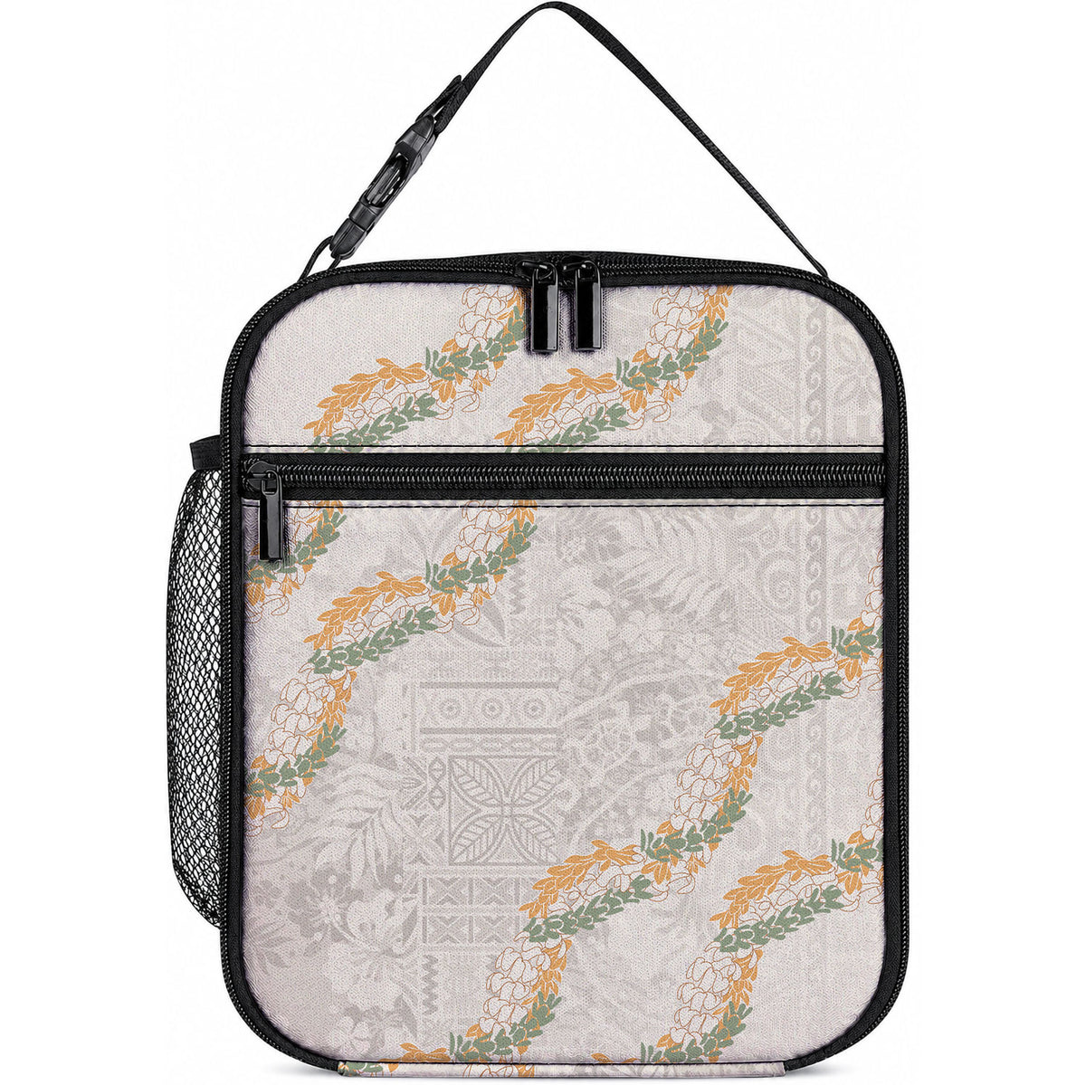 Aloha Pakalana and Puakenikeni Lei Lunch Bag Beige Hawaiian Pattern LT9 10.2 × 8.3 × 4.3 inch Beige - Polynesian Pride