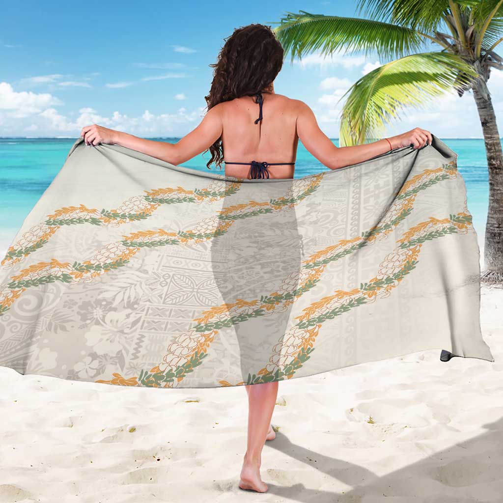 Aloha Pakalana and Puakenikeni Lei Sarong Beige Hawaiian Pattern