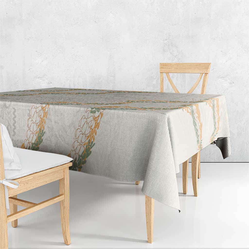 Aloha Pakalana and Puakenikeni Lei Tablecloth Beige Hawaiian Pattern