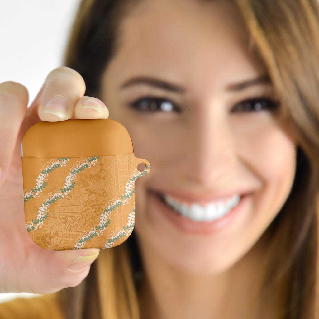Aloha Pakalana and Puakenikeni Lei AirPods Case Gold Hawaiian Pattern - Polynesian Pride