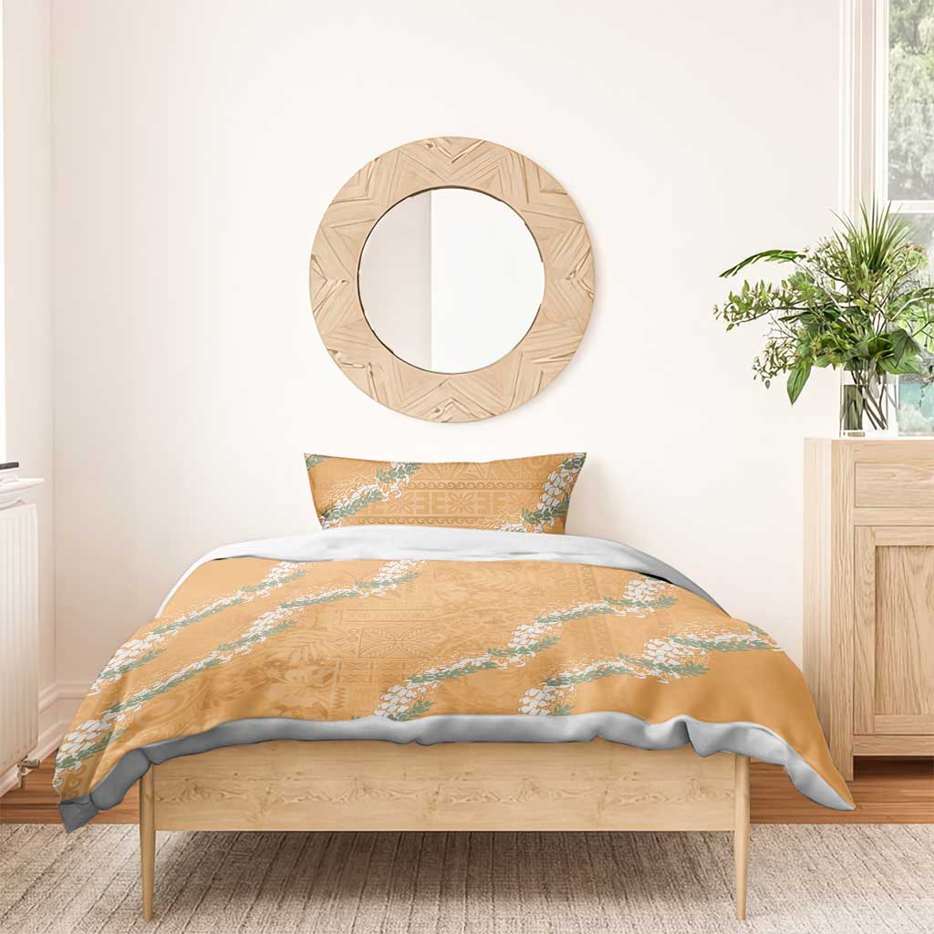 Aloha Pakalana and Puakenikeni Lei Bedding Set Gold Hawaiian Pattern